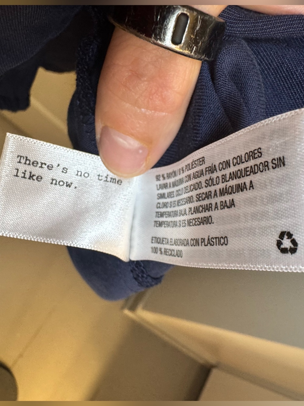 Target Navy Midi Dress with Tie Front and Contrast Stitching - Picture 5 of 5